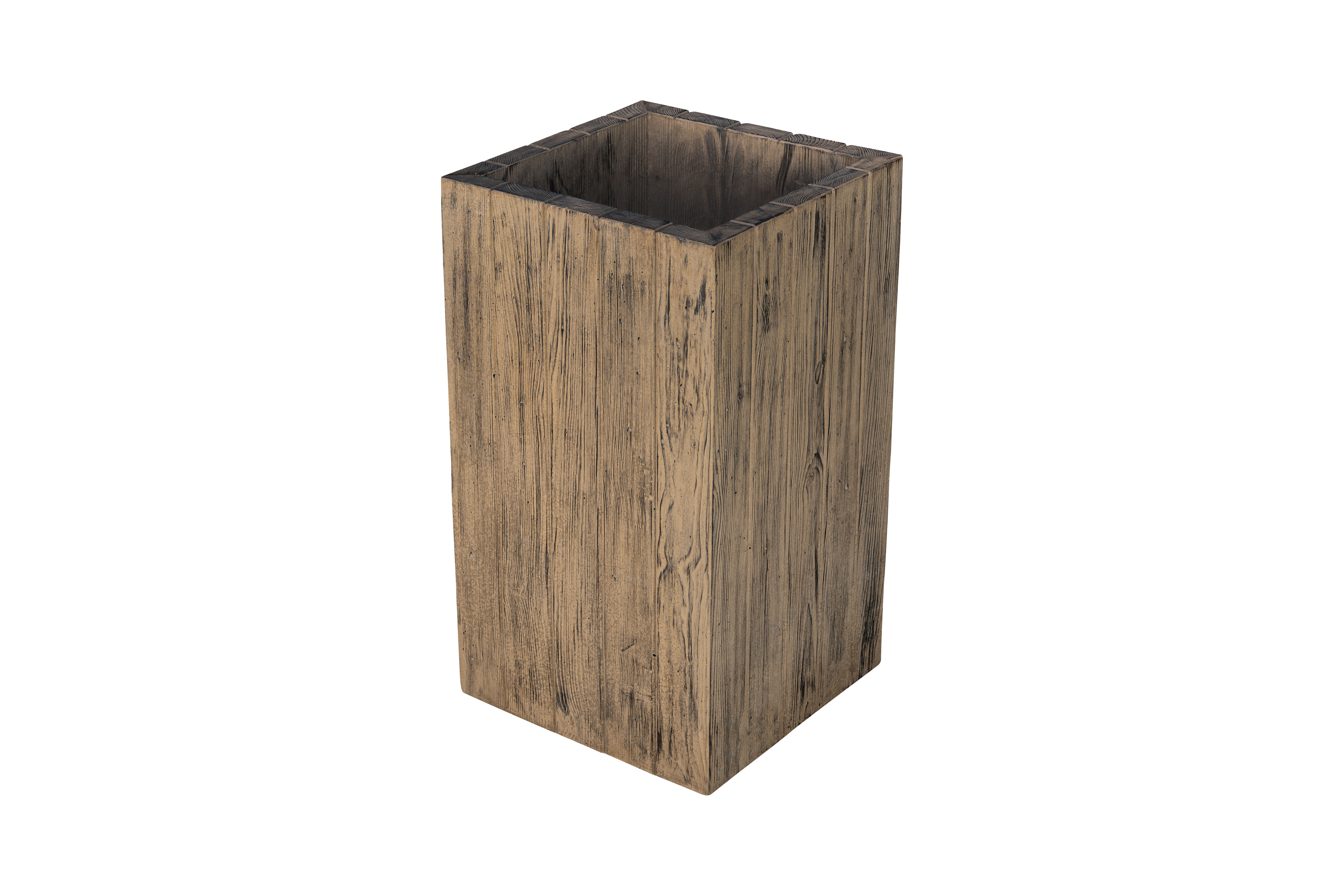 Ferobet Květináč I. betonový 450×450×800 mm natur reliéfní staré dřevo
