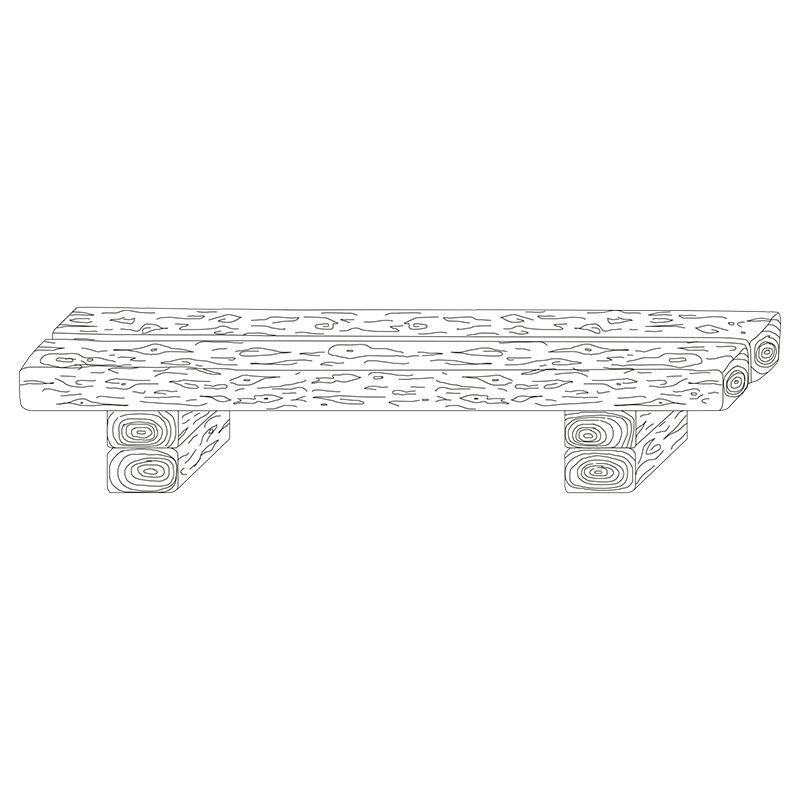 Ferobet Lavice Trám 250 2500×500×450 mm natur reliéfní staré dřevo