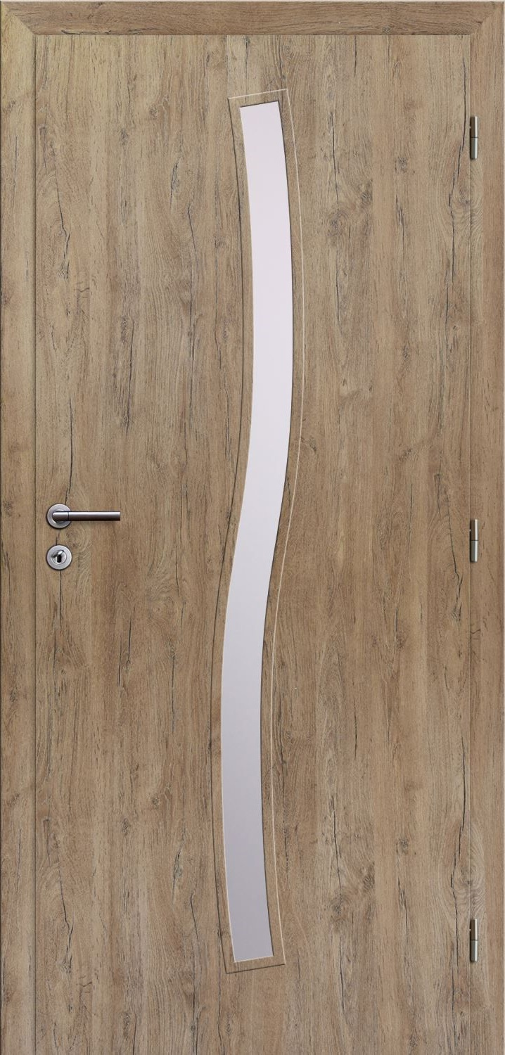 Solodoor Dveře struktur SMART 1 dub alpský 70 P oblá hrana boční sklo satinato