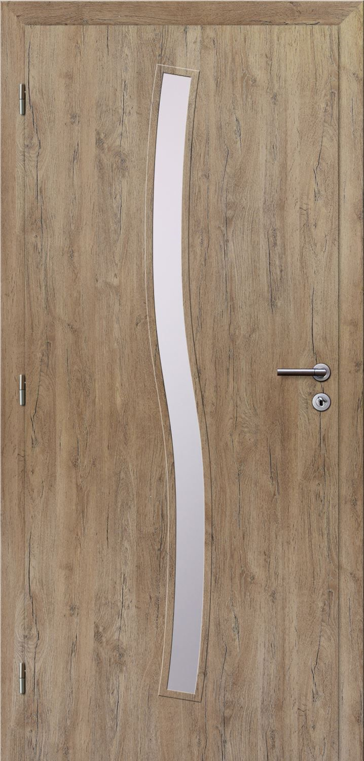 Solodoor Dveře struktur SMART 1 dub alpský 90 L oblá hrana boční sklo satinato