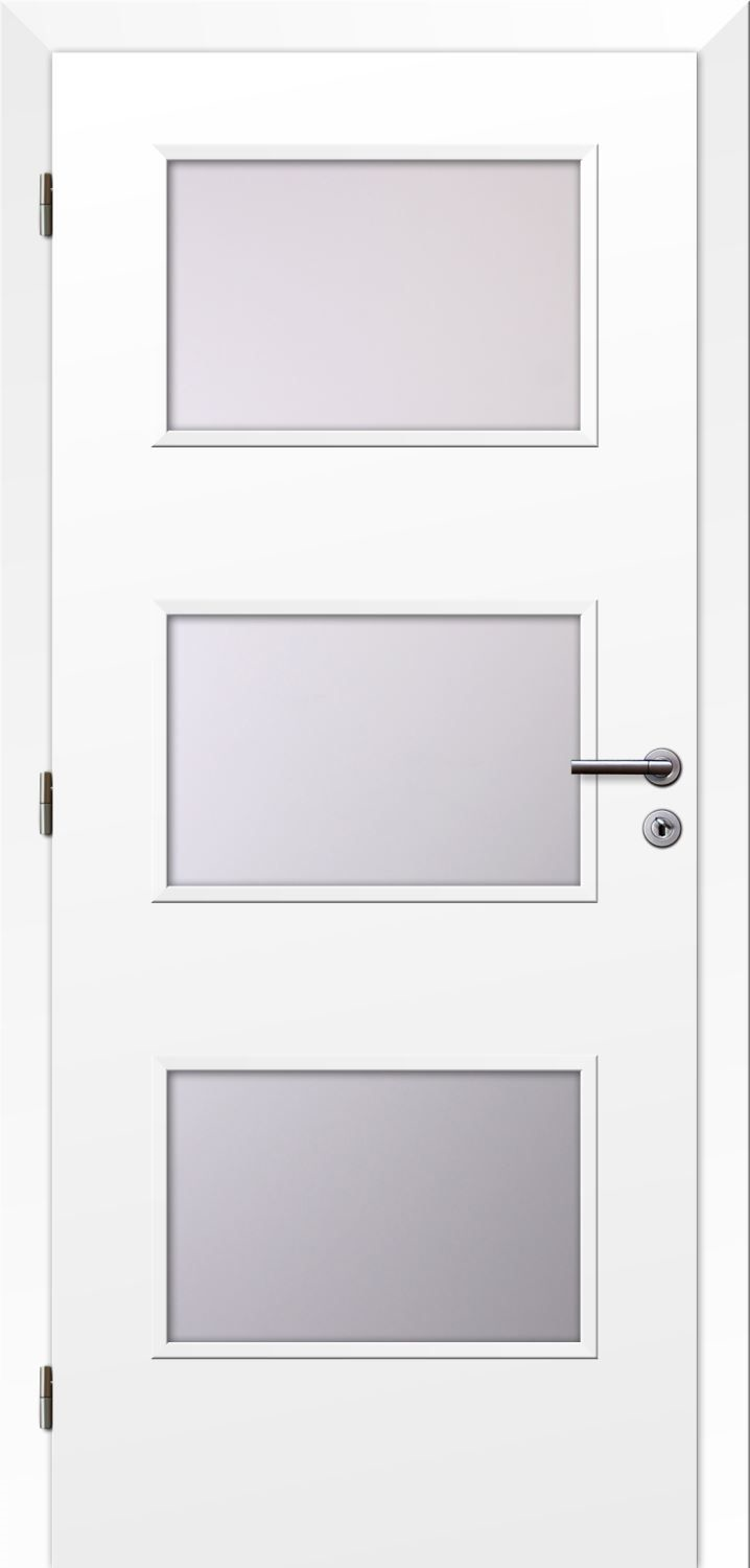 Solodoor Dveře fólie SMART 6 bílá 90 L oblá hrana boční sklo satinato
