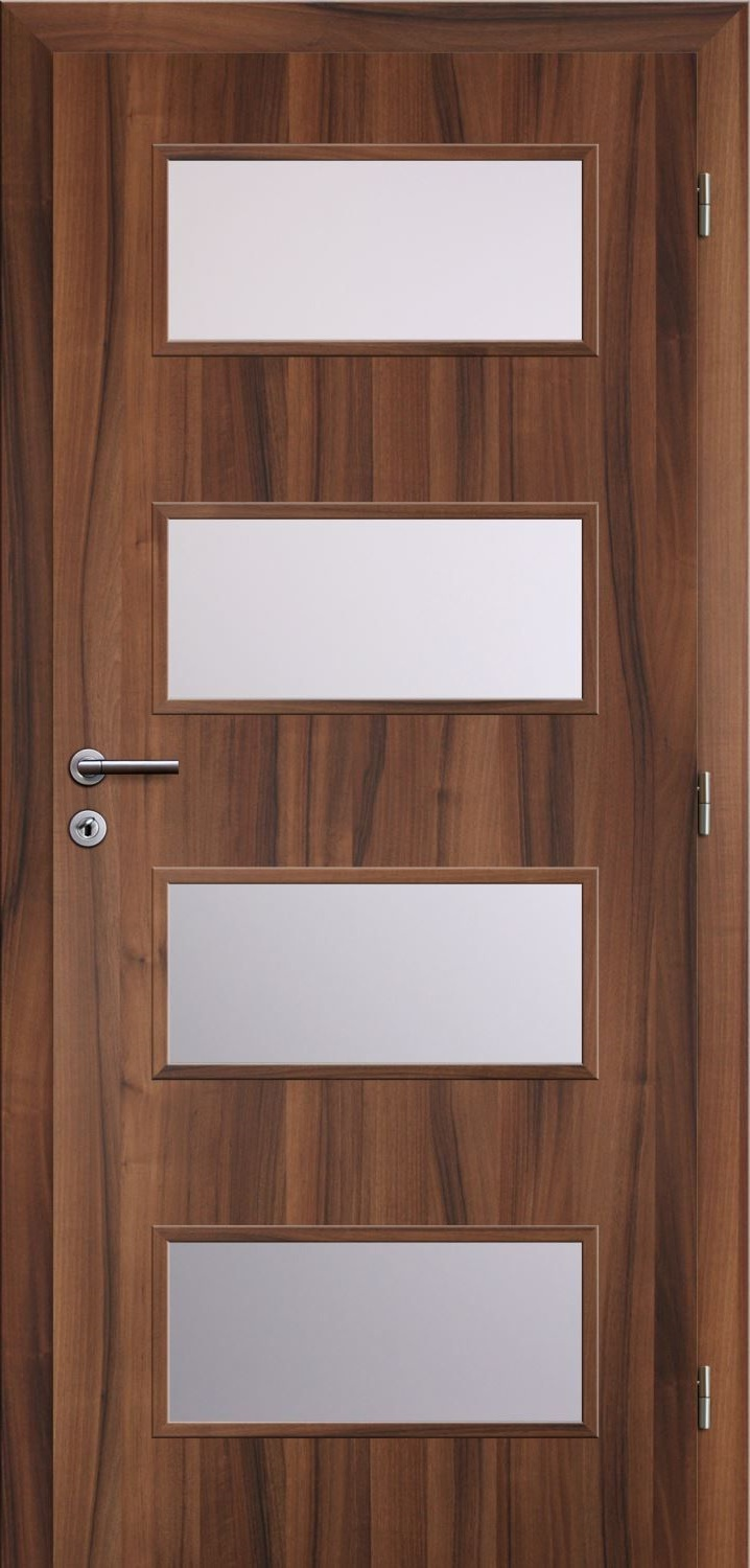 Solodoor Dveře fólie SMART 17 ořech 70 P oblá hrana boční sklo satinato
