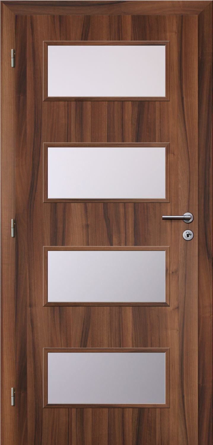 Solodoor Dveře fólie SMART 17 ořech 90 L oblá hrana boční sklo satinato
