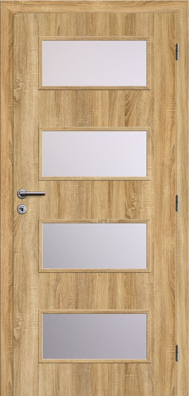 Solodoor Dveře struktur SMART 17 dub sonoma 70 P oblá hrana boční sklo satinato