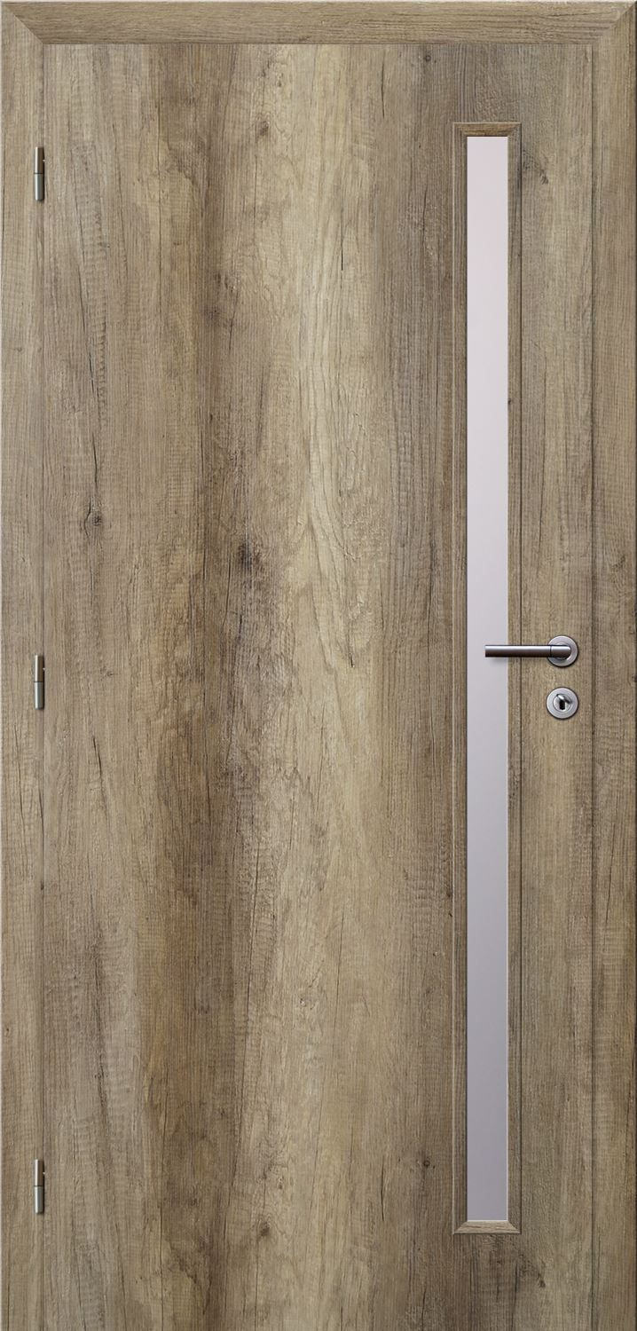 Solodoor Dveře struktur SMART 20 dub canyon 60 L oblá hrana boční sklo satinato