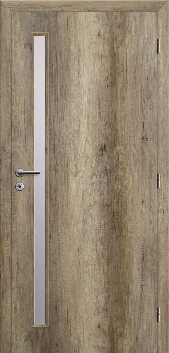 Solodoor Dveře struktur SMART 20 dub canyon 60 P oblá hrana boční sklo satinato