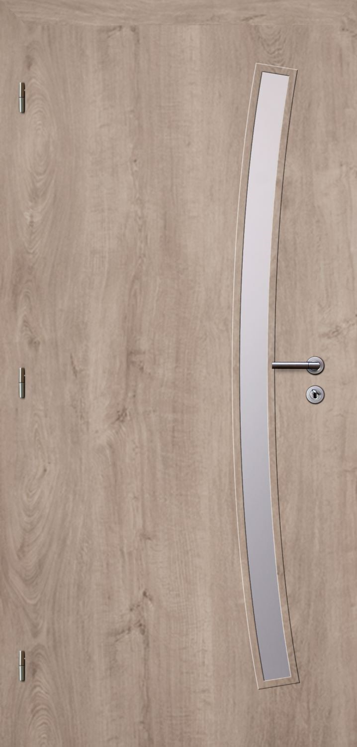 Solodoor Dveře struktur SMART 21 dub western 80 L oblá hrana boční sklo satinato