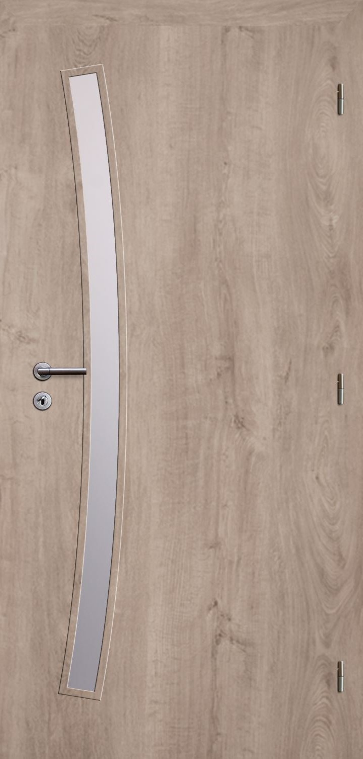 Solodoor Dveře struktur SMART 21 dub western 80 P oblá hrana boční sklo satinato