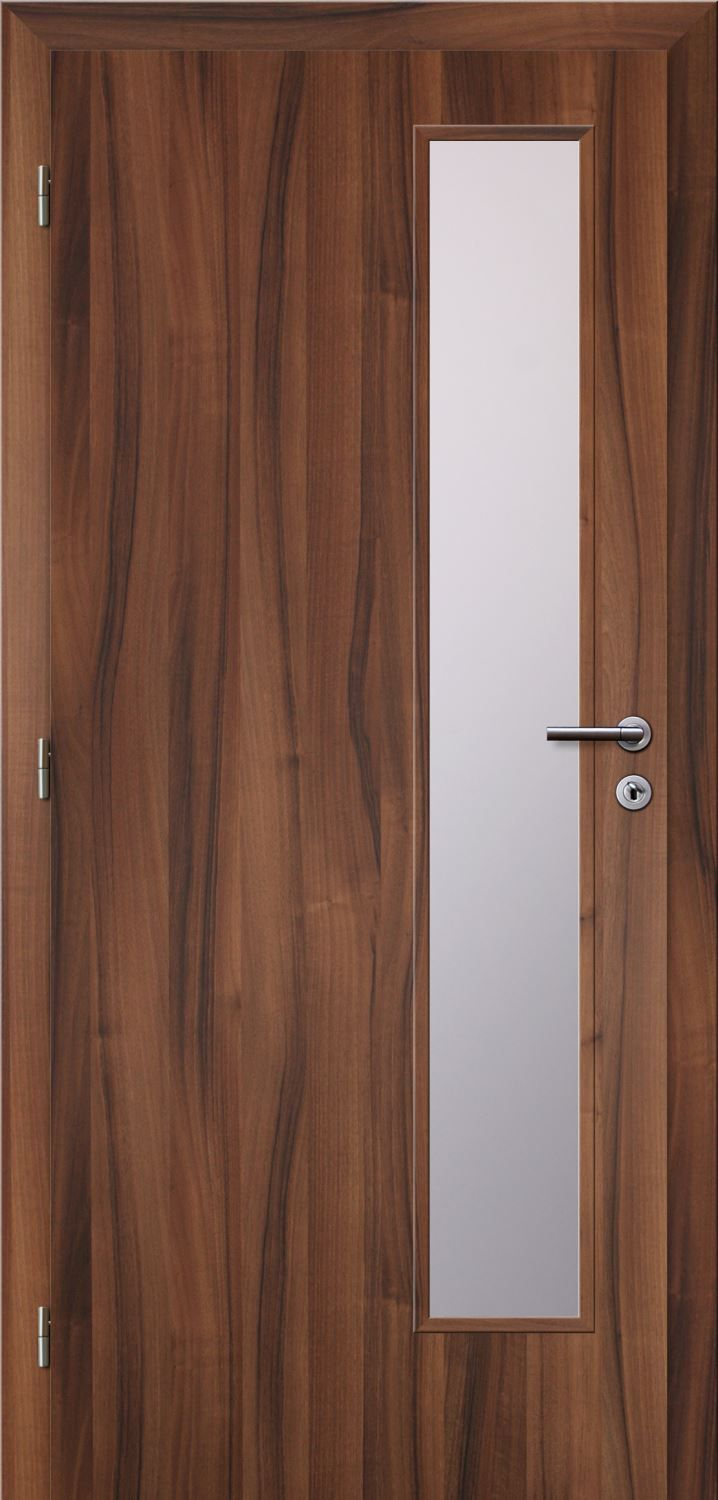 Solodoor Dveře fólie SMART 22 ořech 70 L oblá hrana boční sklo satinato