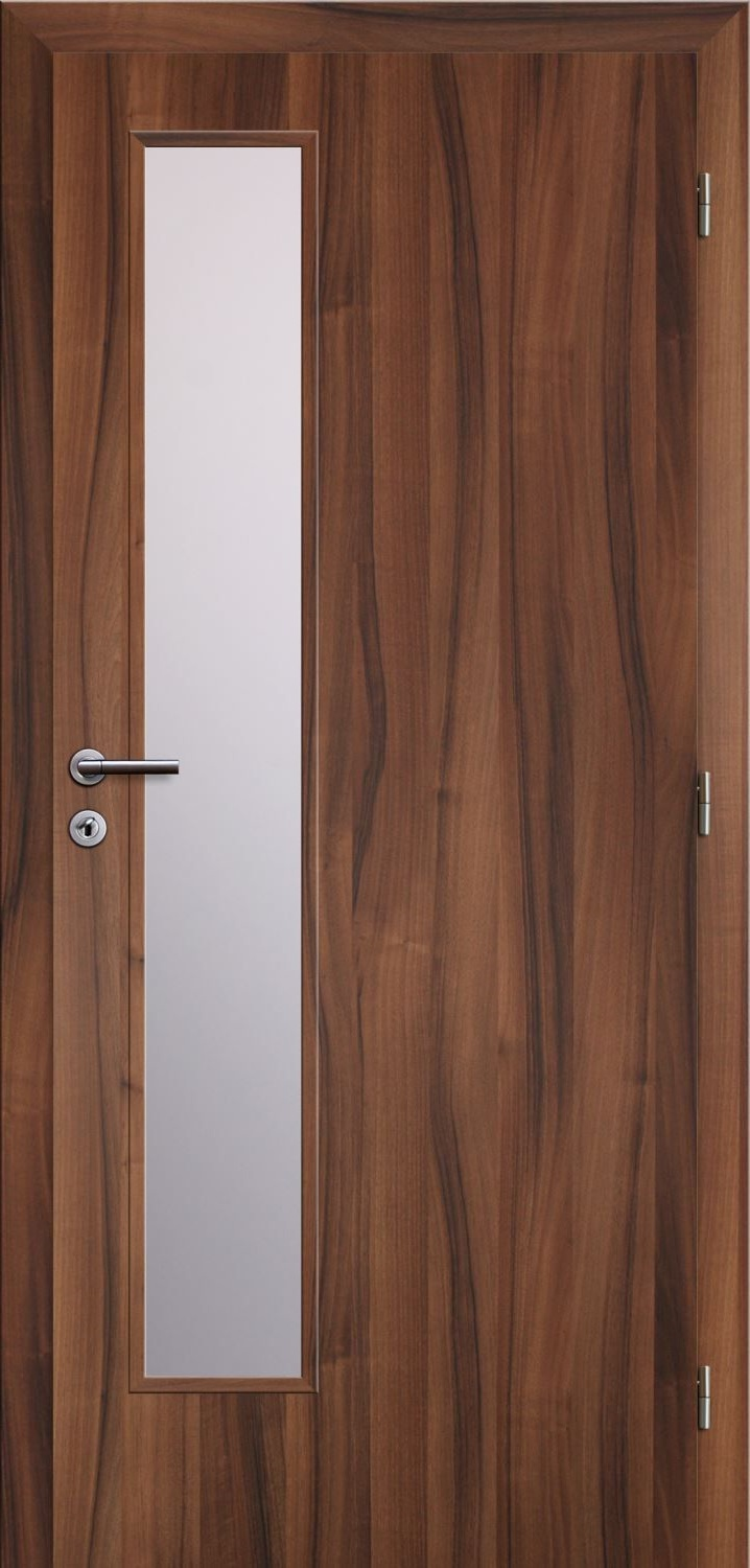 Solodoor Dveře fólie SMART 22 ořech 90 P oblá hrana boční sklo satinato